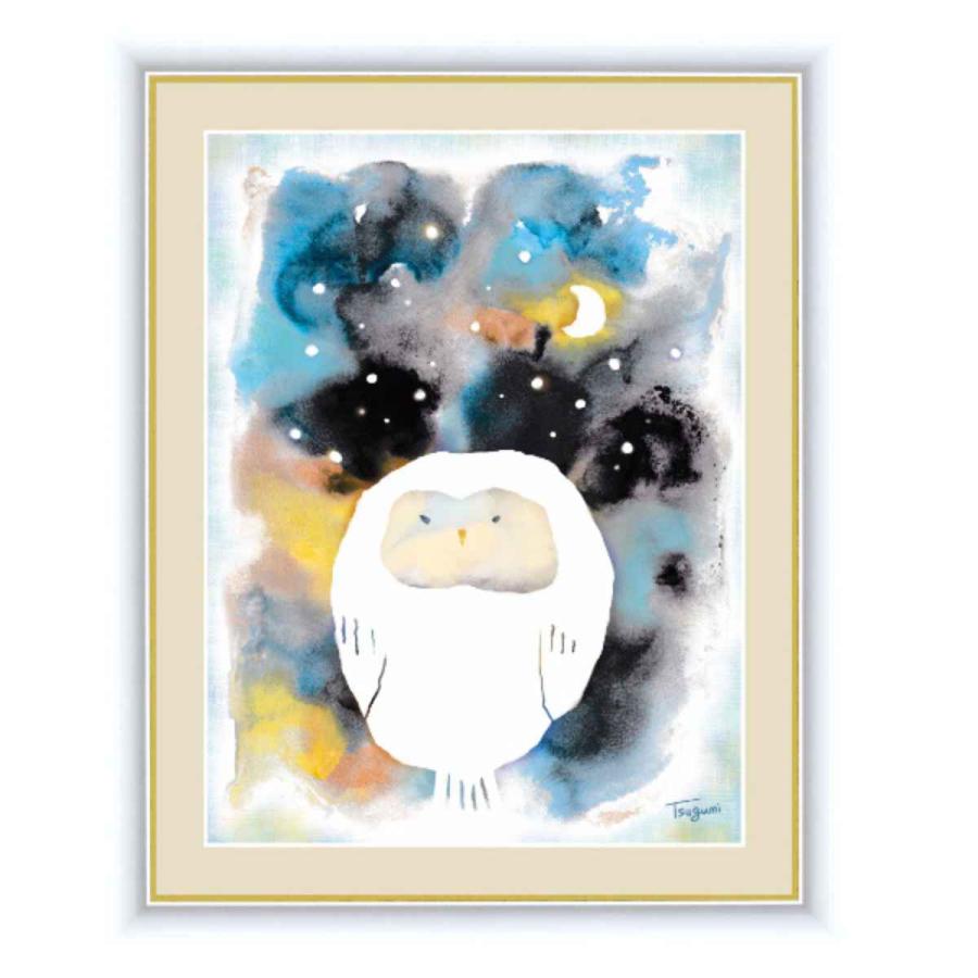絵画 ふくろう 52×42cm 木下つぐみ （ 壁掛け 額入り インテリア 