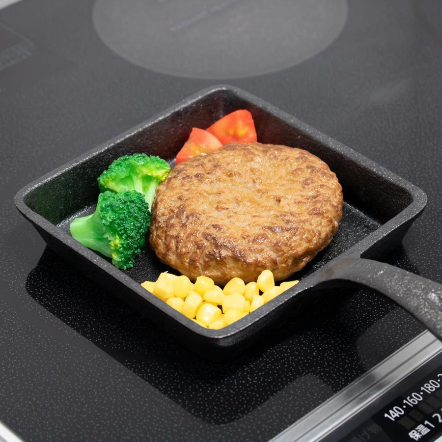 スキレット 13x13cm 角型 スプラウト 鉄鋳物 木製プレート付き （ ガス