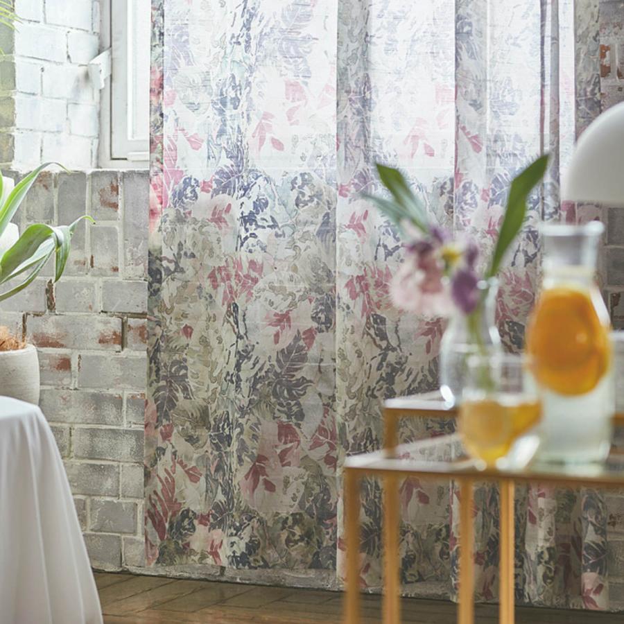 レースカーテン オーダーカーテン ボタニカナウ 1.5倍ヒダ 巾201〜234