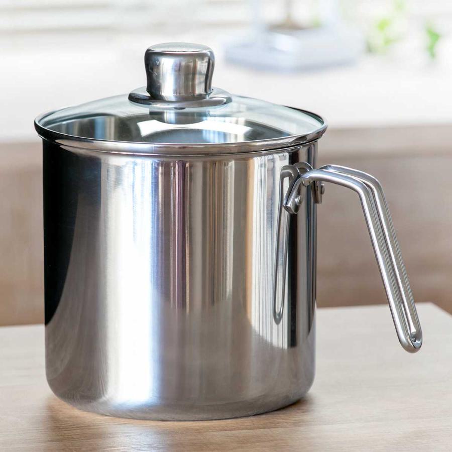 ヨシカワ 片手鍋 16cm 深型 IH対応 バンビーノ ディープポット ガラス