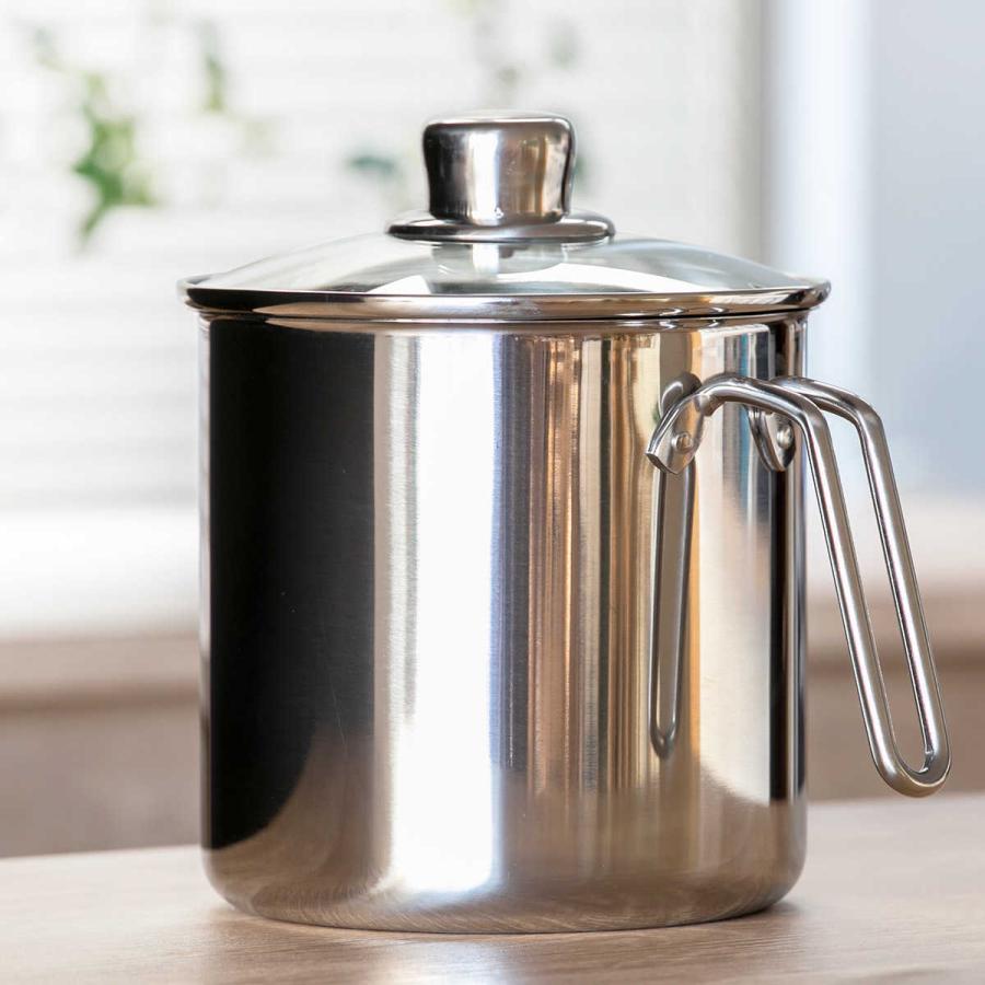 ヨシカワ 片手鍋 16cm 深型 IH対応 バンビーノ ディープポット ガラス