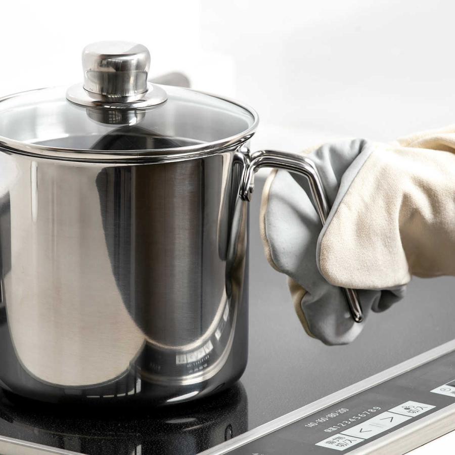 ヨシカワ 片手鍋 16cm 深型 IH対応 バンビーノ ディープポット ガラス