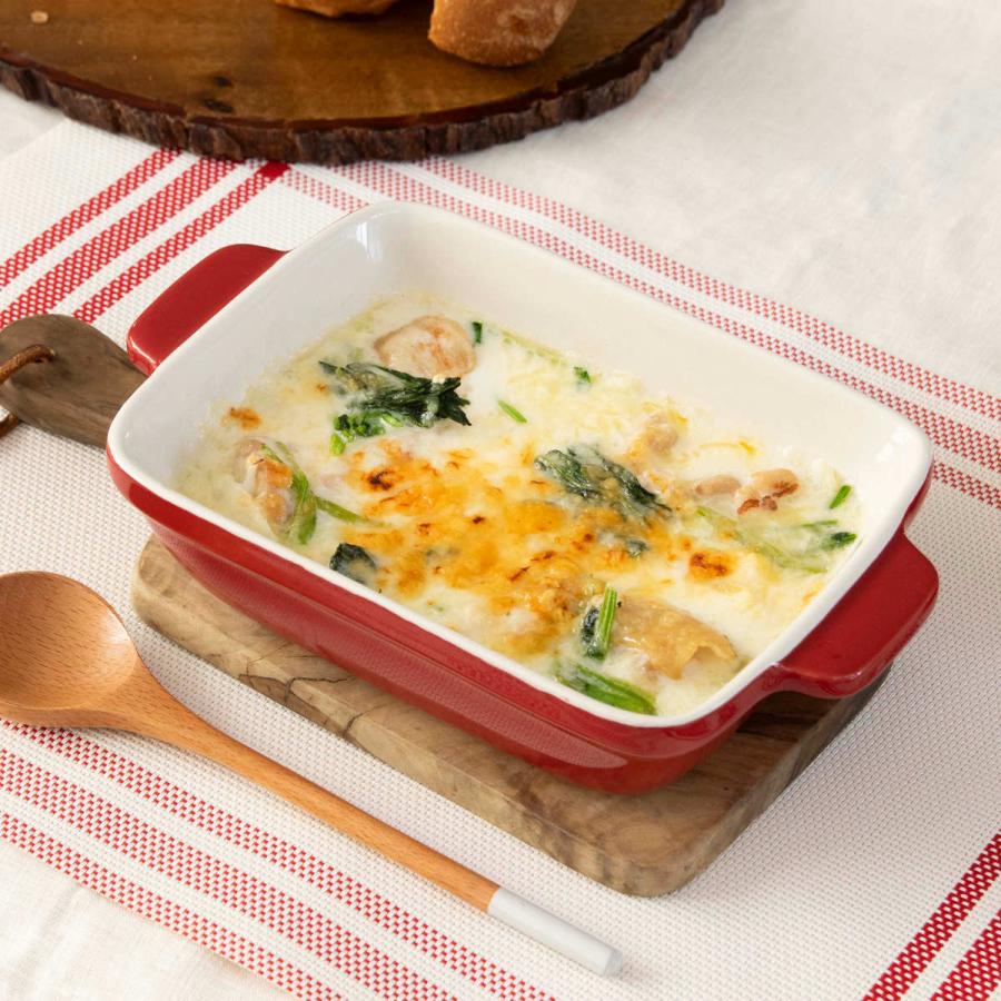 パール金属 グラタン皿 18cm 長方形 深型 陶磁器 （ 電子レンジ対応