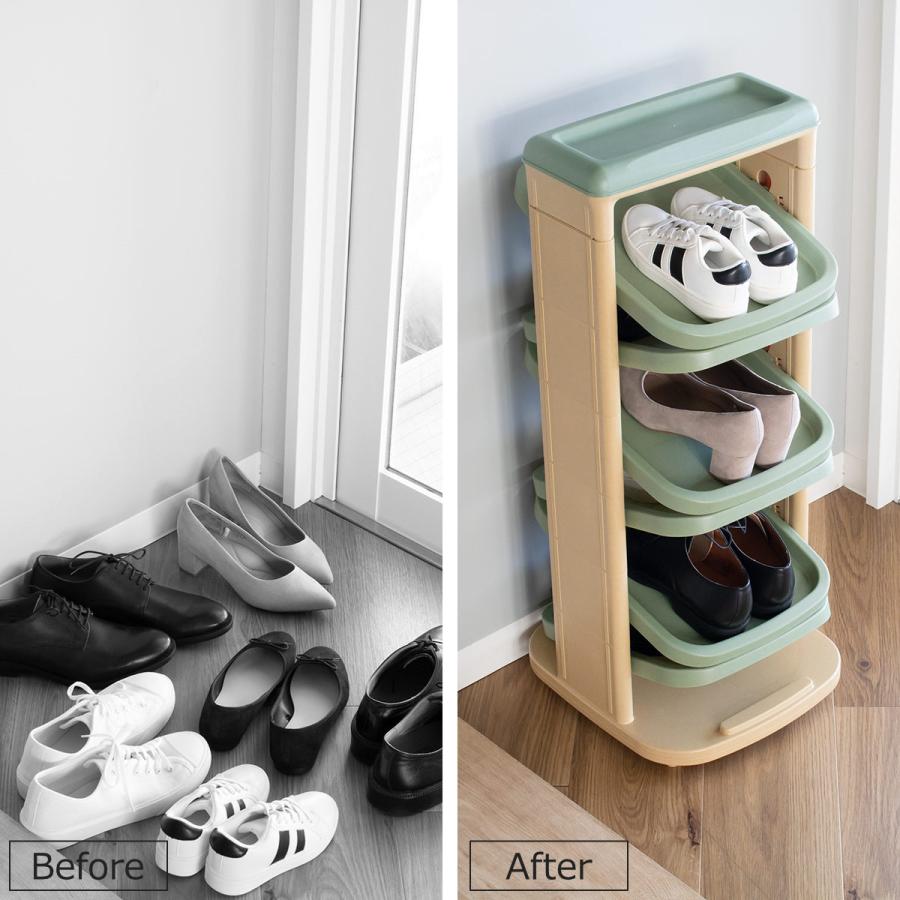 伊勢藤 シューズラック ソルダー 6段 回転 省 スペース （ 下駄