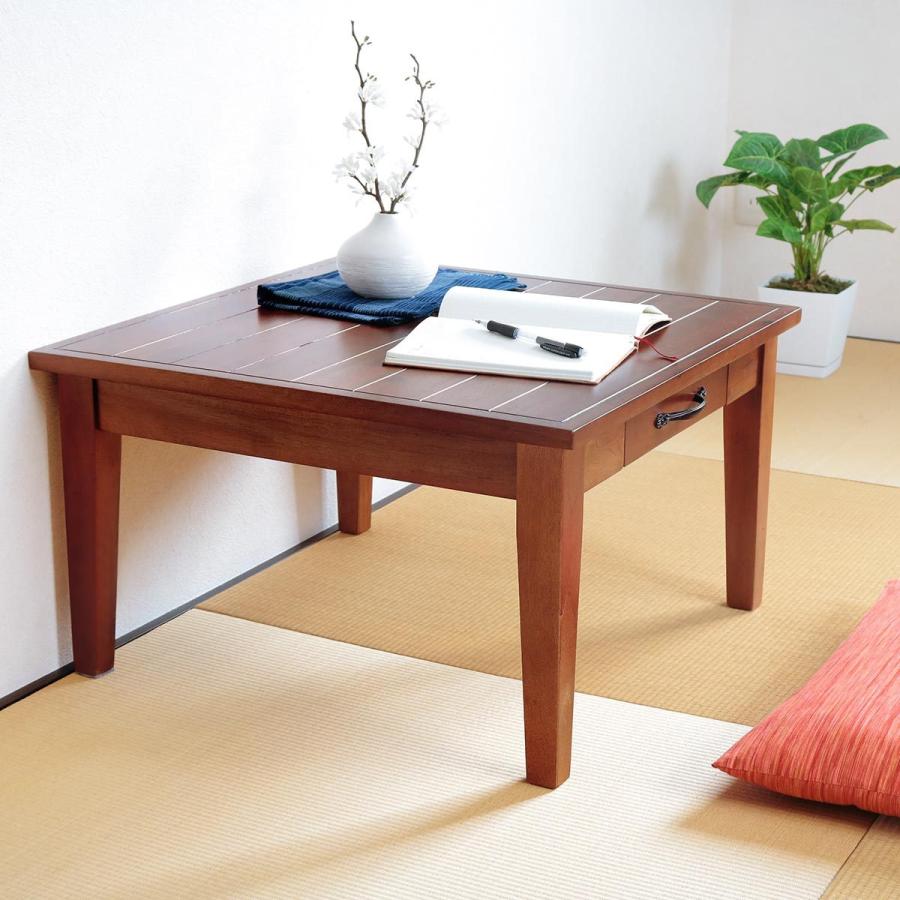 センターテーブル マホガニー天然木 引出し付 幅60cm ( ロー センターテーブル マホガニー天然木 引出し付 幅60cm ( ロー
