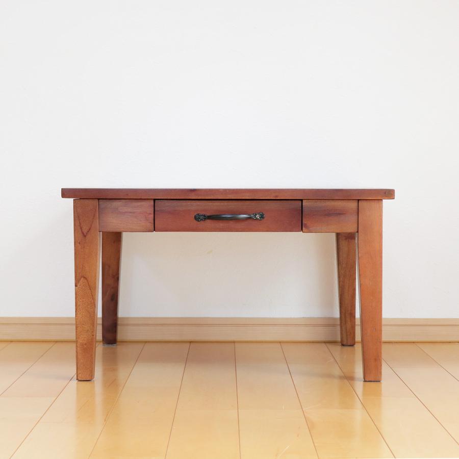 センターテーブル マホガニー天然木 引出し付 幅60cm ( ロー センターテーブル マホガニー天然木 引出し付 幅60cm ( ロー