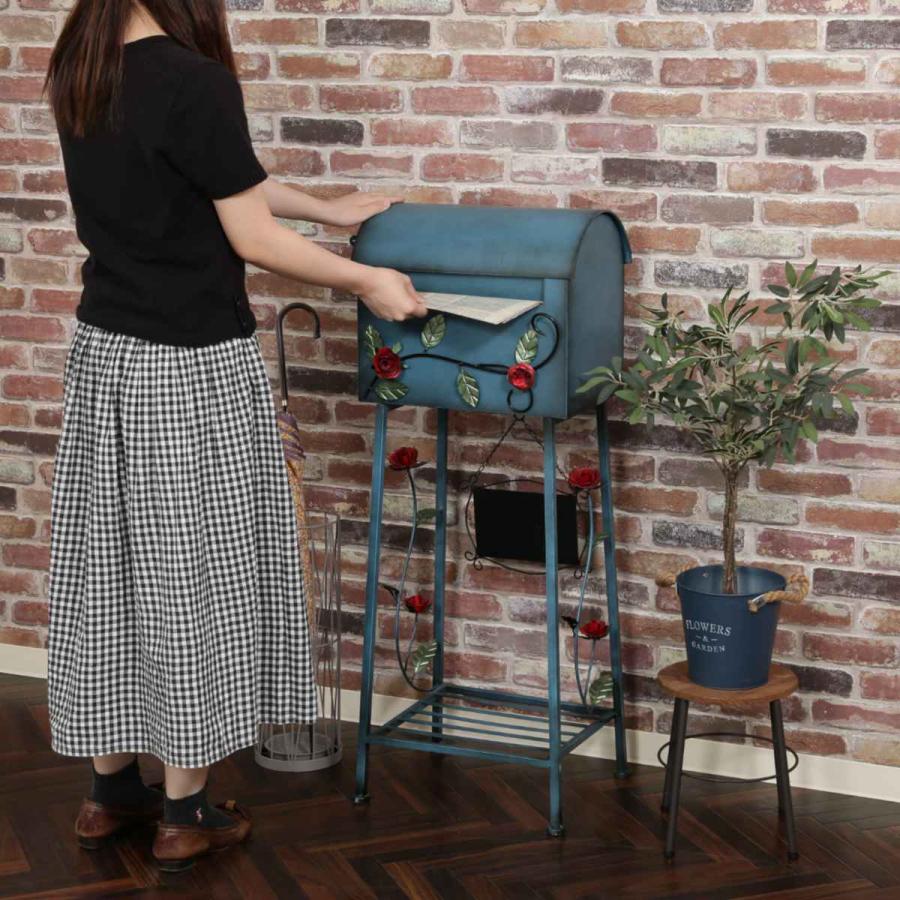 不二貿易（Fuji Boeki） ポスト ローズ 横型 ブルー : リビングート