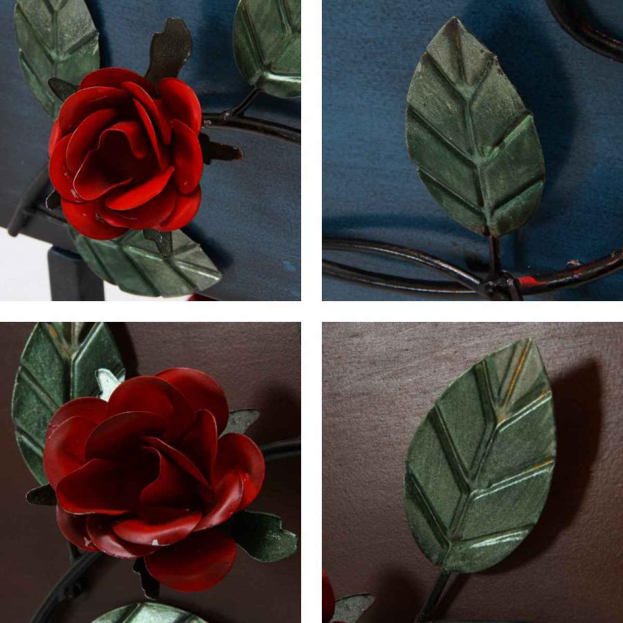 ポスト ローズ 横型 ブルー ポスト 薔薇デザイン アンティーク風