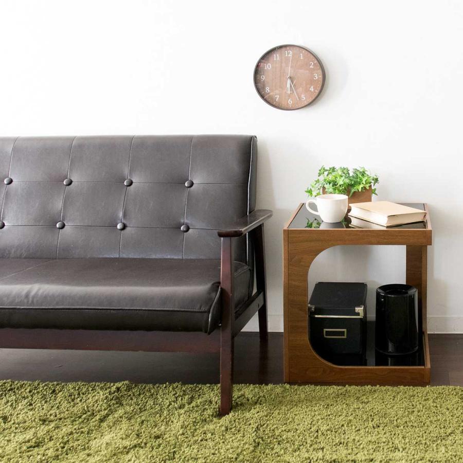 宮武製作所 サイドテーブル 高さ45cm ガラス天板 木製 （ テーブル