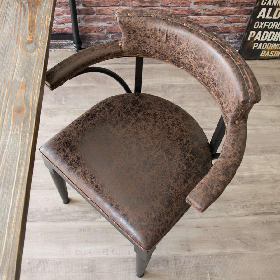 宮武製作所 チェア 座面高50cm レザー調 ヴィンテージ加工 スタッズ