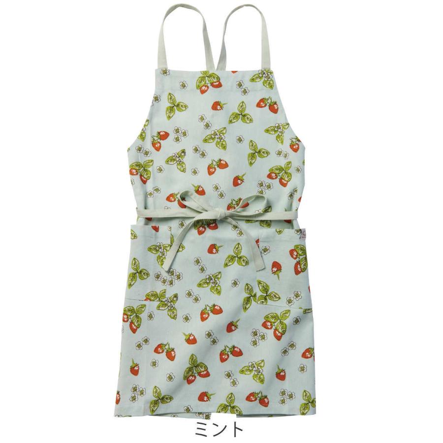 昭和レトロホップ　いちご柄エプロン エプロン 綿100％ ポケット付き いちご柄 ベリー （ キッチンエプロン