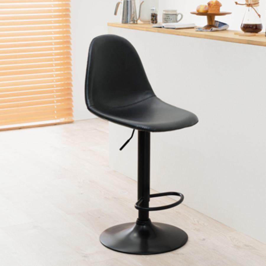 HAGiHARA カウンターチェア 座面高58〜79cm レザー調 高さ調整 丸