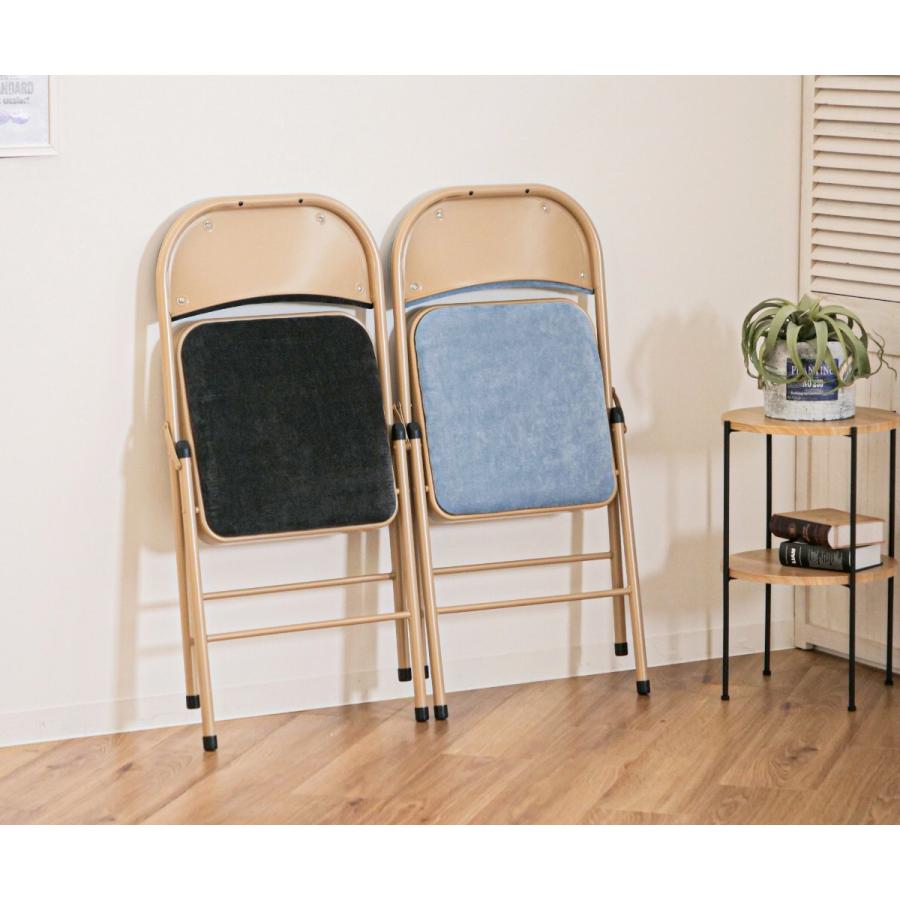 東谷 折りたたみ椅子 座面高48cm ファブリック ベロア調 パイプ椅子