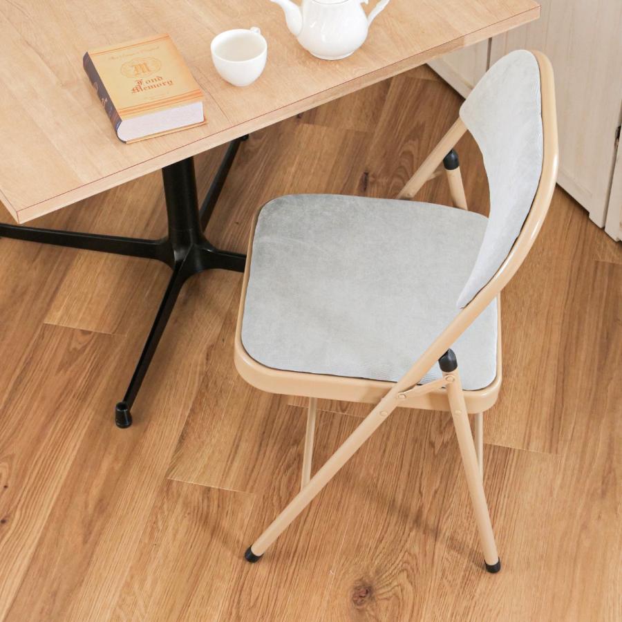 東谷 折りたたみ椅子 座面高48cm ファブリック ベロア調 パイプ椅子