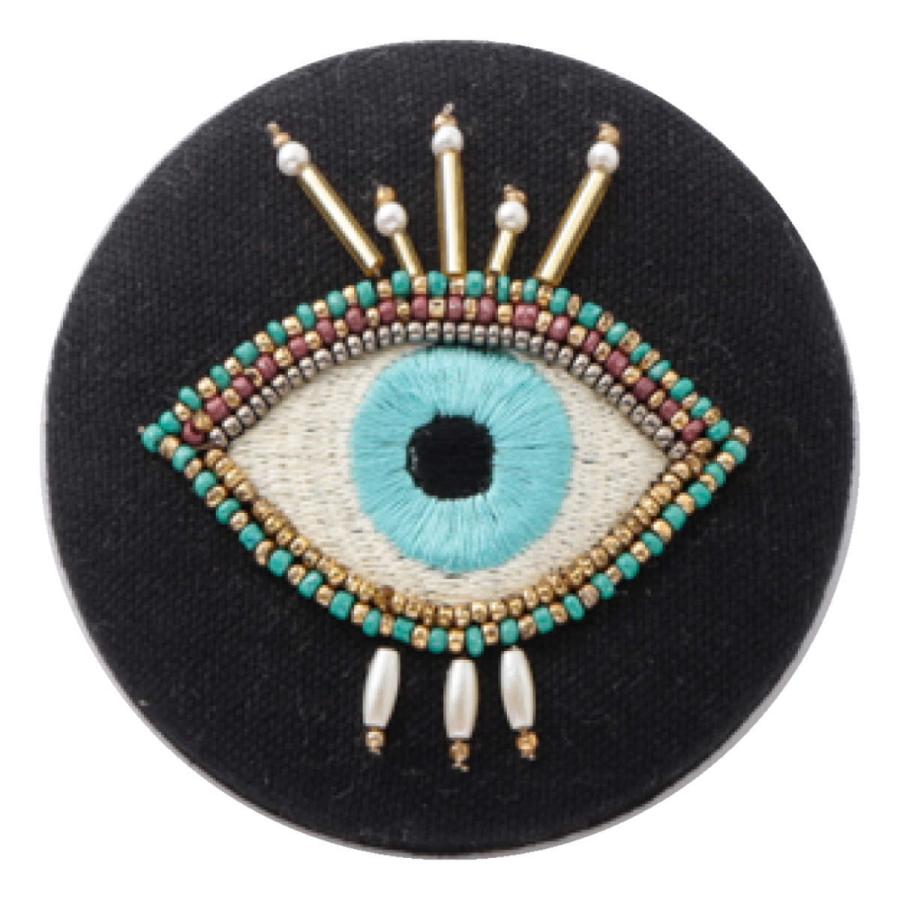 手鏡 イーブルアイミラー ビーズ 刺繍 コンパクト （ 携帯用 ミラー