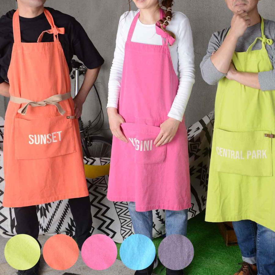 エプロン 綿100％ ポケット付き カラフル セントラルパーク
