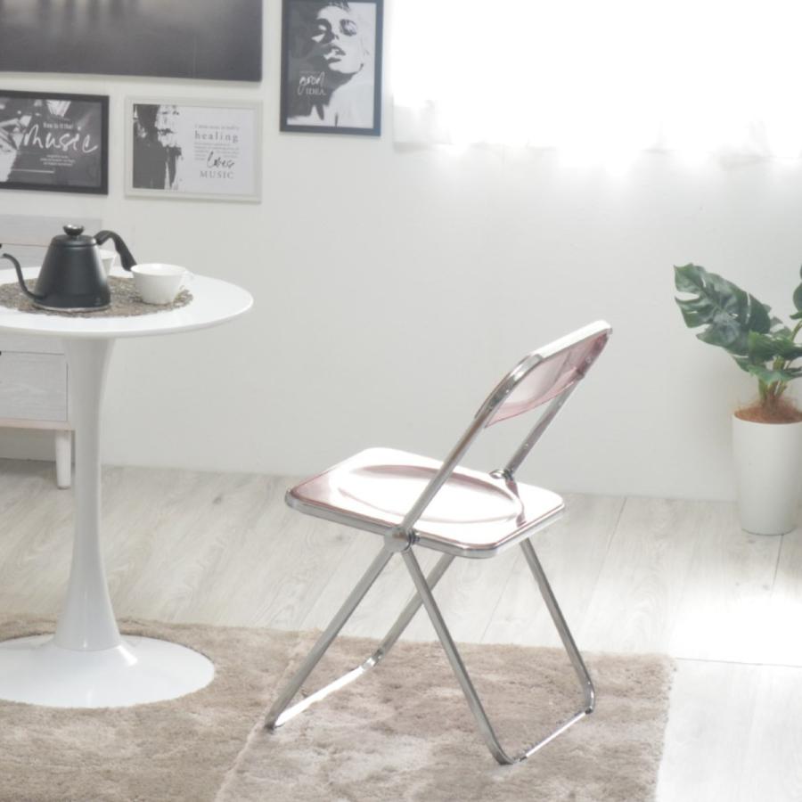 折りたたみ椅子 シースルー 座面高45.5cm スタッキング パイプ椅子