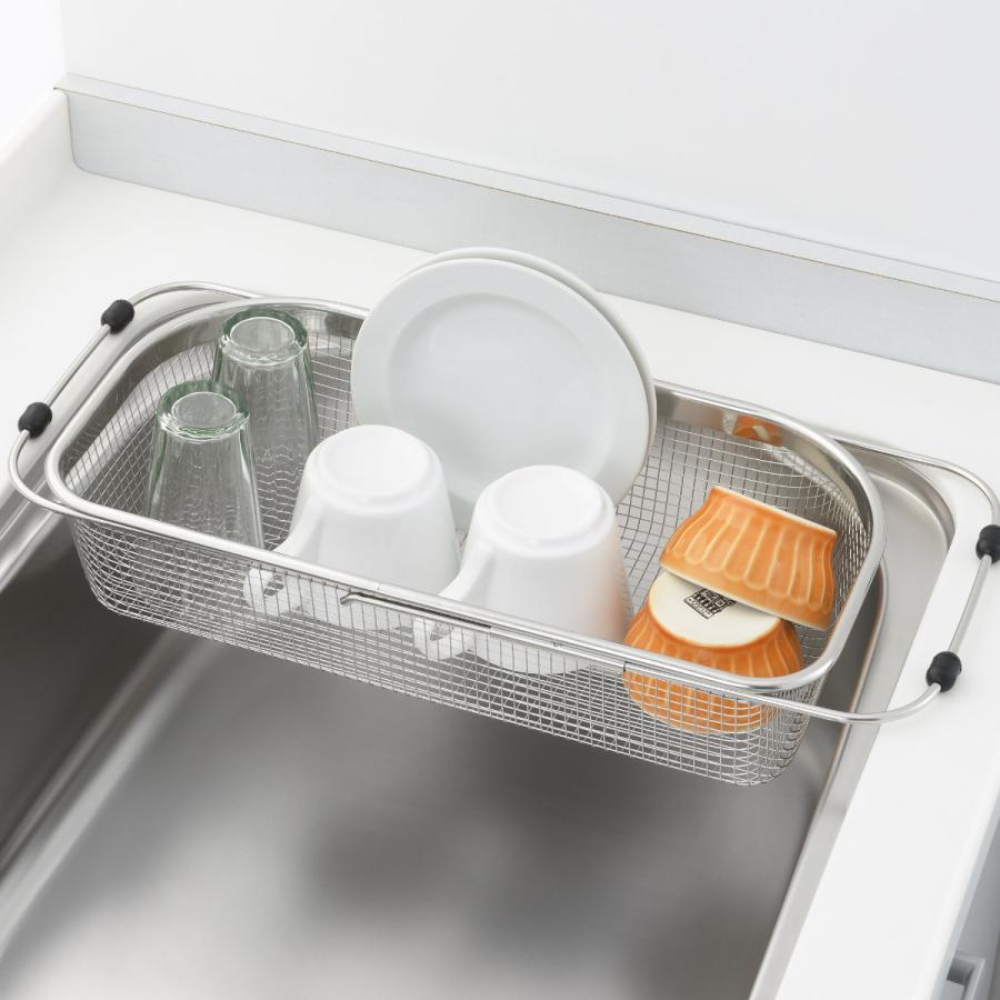 ヨシカワ 水切りラック スライド式シンクバスケット ステンレス 大