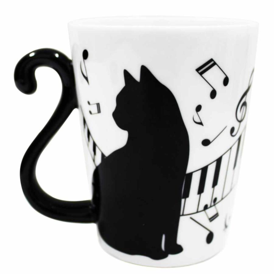 マグカップ 300ml ツインマグ ピアノ 黒猫 オス 磁器 （ 食洗機対応