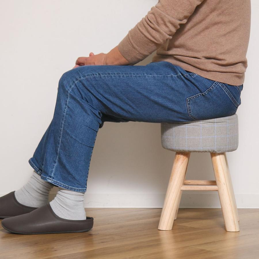 スツール 高さ42cm 円形 カバー付き 木製 （ 丸 椅子 ダイニング