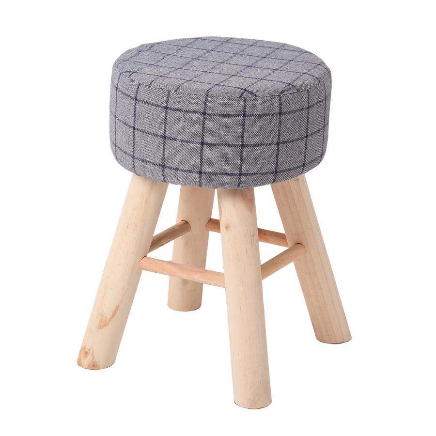 スツール 高さ42cm 円形 カバー付き 木製 （ 丸 椅子 ダイニング