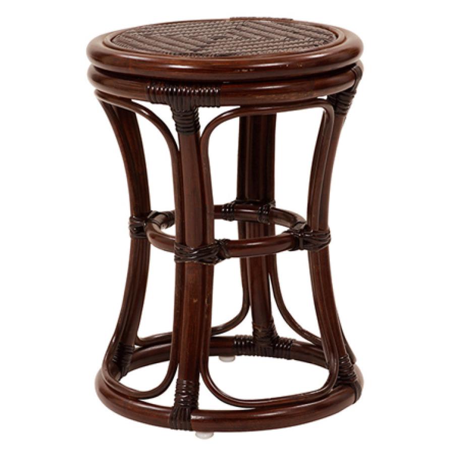 ラタンスツール 丸型 籐製 アジロ編み 座面高44cm （ 籐家具 ラタン製