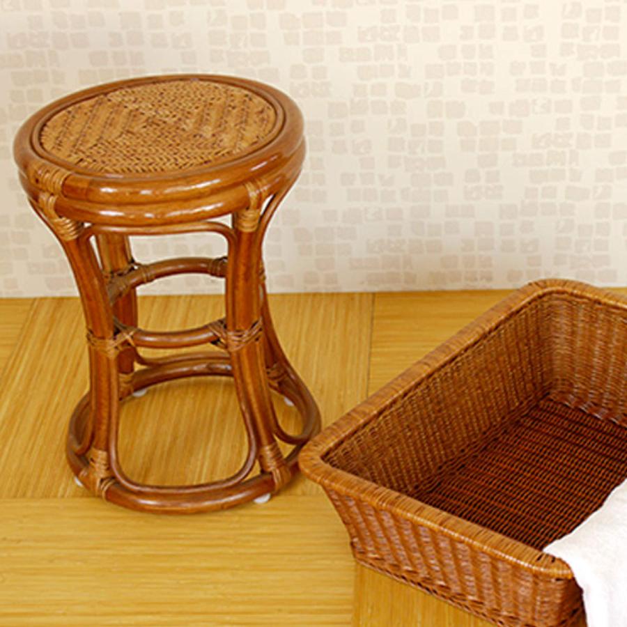 ラタン アーム付きスツール 籐家具 籐の椅子 マラソン最終日ポイント10倍】皮付きラタンスツール ラタンチェア