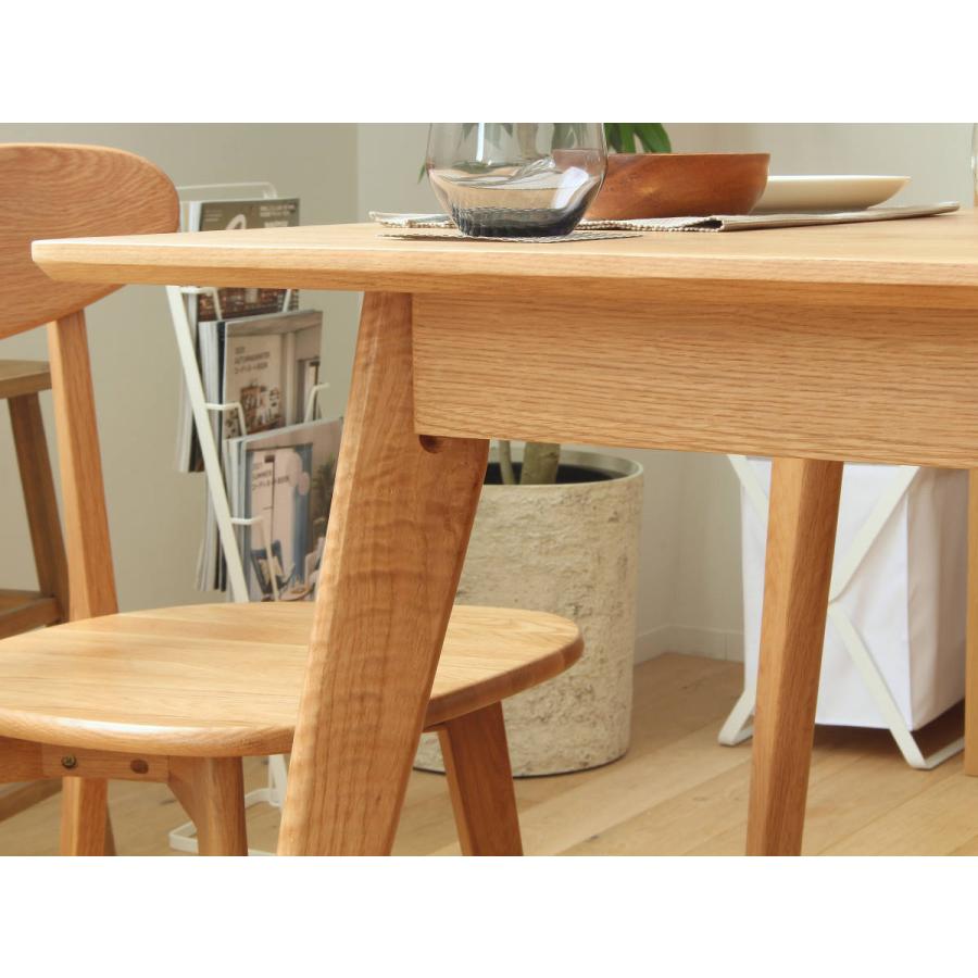 オーク材の正方形ダイニングテーブル 岩附 ダイニングテーブル 幅80cm 正方形 リバー 木製 天然木 （ オーク