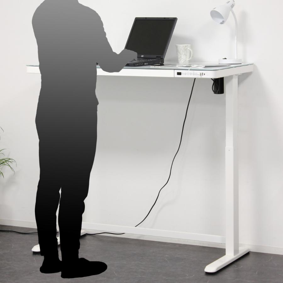 電動昇降式デスク 幅120cm メモリー機能付 ガラス天板 引き出し 電動昇降式デスク 幅120cm メモリー機能付 ガラス天板 引き出し