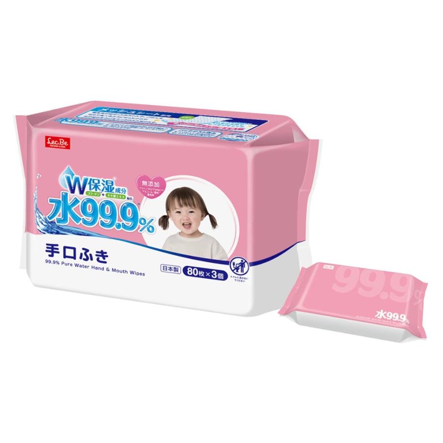 LEC ウェットティッシュ 手口ふき 水99.9％ 80枚入り 48個セット