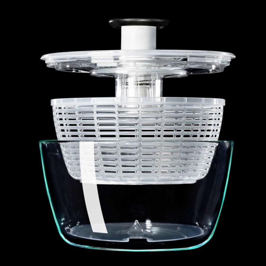 OXO ガラスサラダスピナー 食洗機対応 野菜水切り器 （ オクソー 野菜水切りかご スピナー 手動 回転式 ガラス製 ）｜livingut｜04