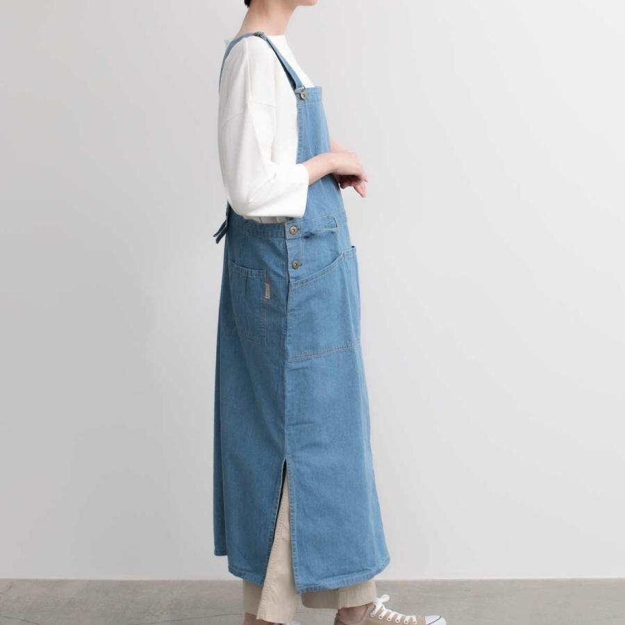 エプロン 綿100％ ジャンスカエプロン デニム ポケット付き