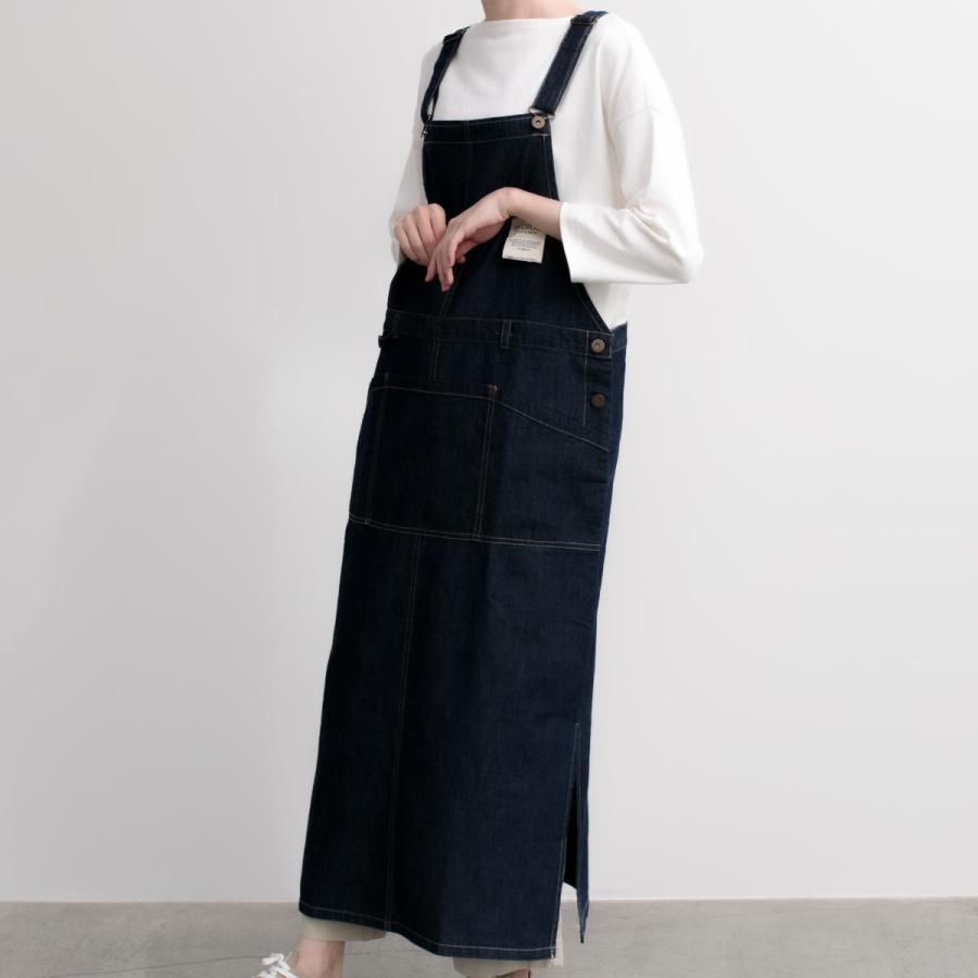 エプロン 綿100％ ジャンスカエプロン デニム ポケット付き