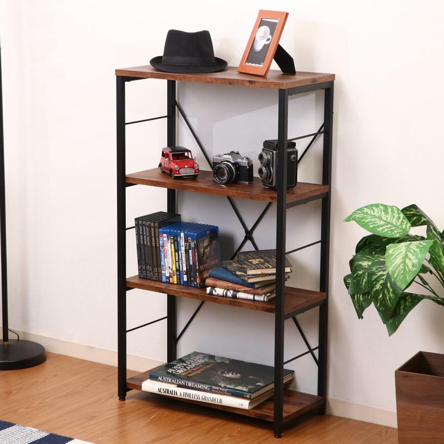 不二貿易（Fuji Boeki） オープンラック 4段 ヴィンテージ調 幅60cm