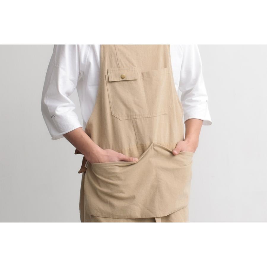 エプロン 綿100％ メンズガーデニングエプロン ポケット付き ループ