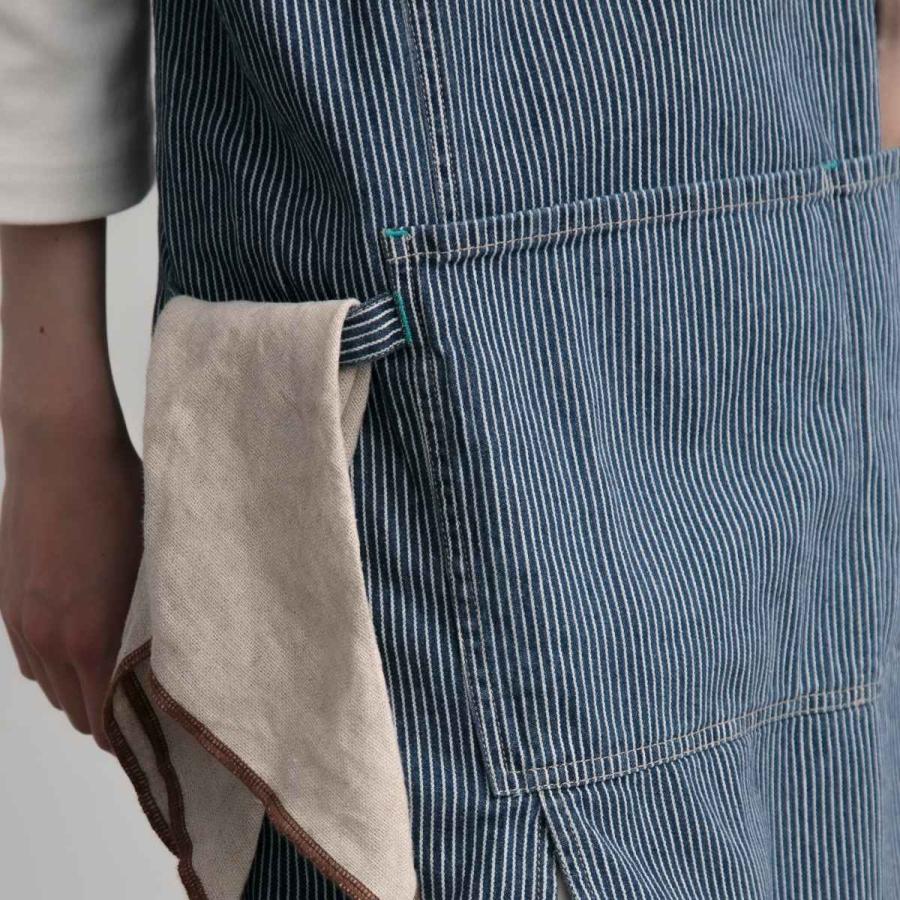 エプロン 綿100％ H型エプロン デニム ポケット付き ループ付き