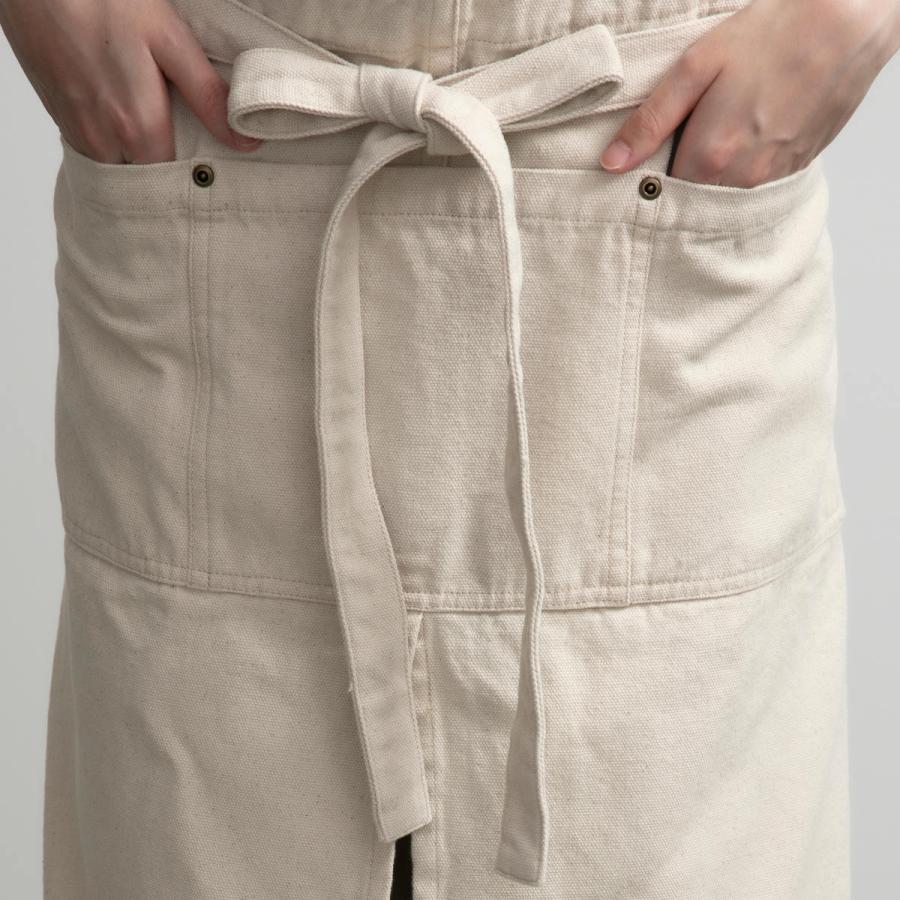 エプロン 綿100％ スリットギャルソンエプロン ポケット付き COCOWALK