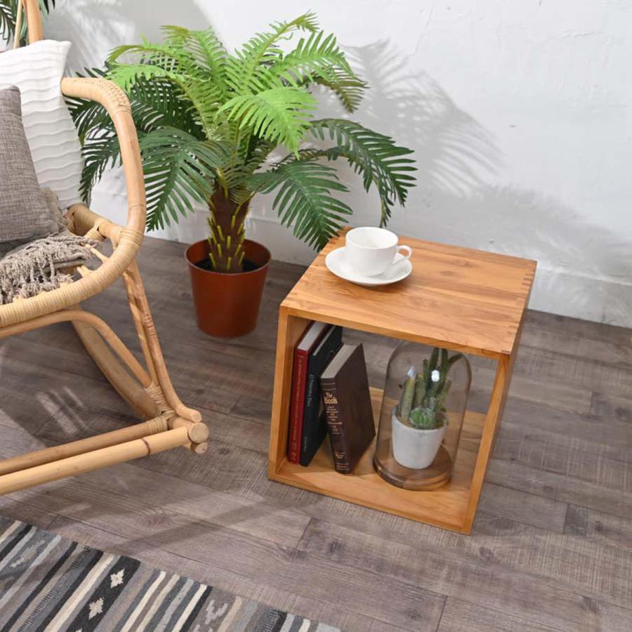 チーク材 9マスラック オープンラック ボックス型 チーク材 36cm角 （ 収納ボックス キューブ