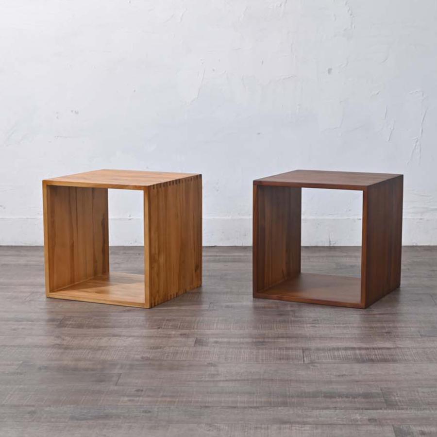 オープンラック ボックス型 チーク材 36cm角 （ 収納ボックス キューブ