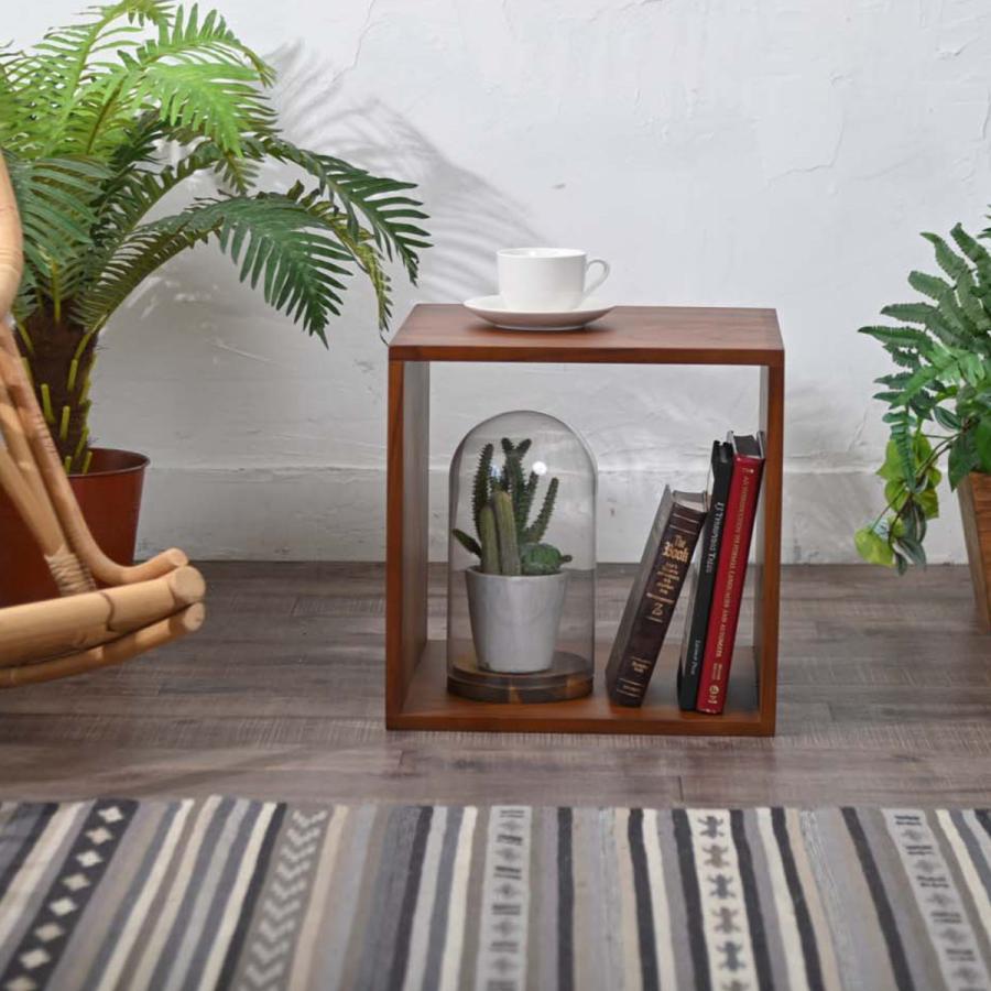 オープンラック ボックス型 チーク材 36cm角 （ 収納ボックス キューブ