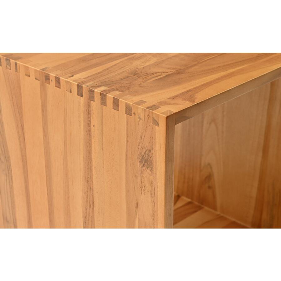 オープンラック ボックス型 チーク材 36cm角 （ 収納ボックス キューブ