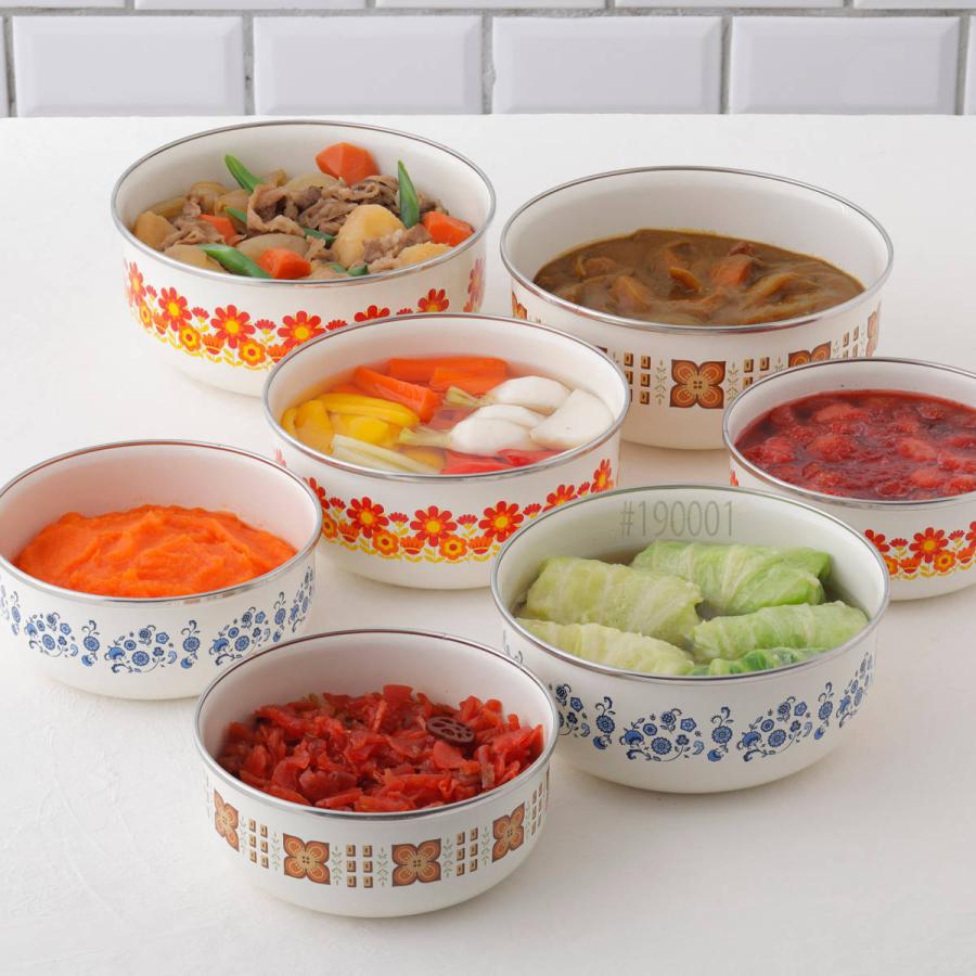 富士ホーロー 保存容器 800ml メモリーズ 14cm 丸型容器 ブルー