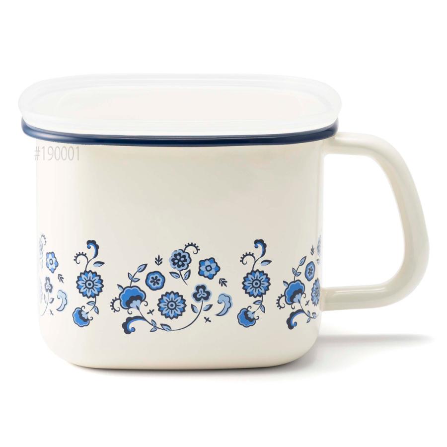 富士ホーロー 保存容器 1.5L メモリーズ 角型みそポット ブルー