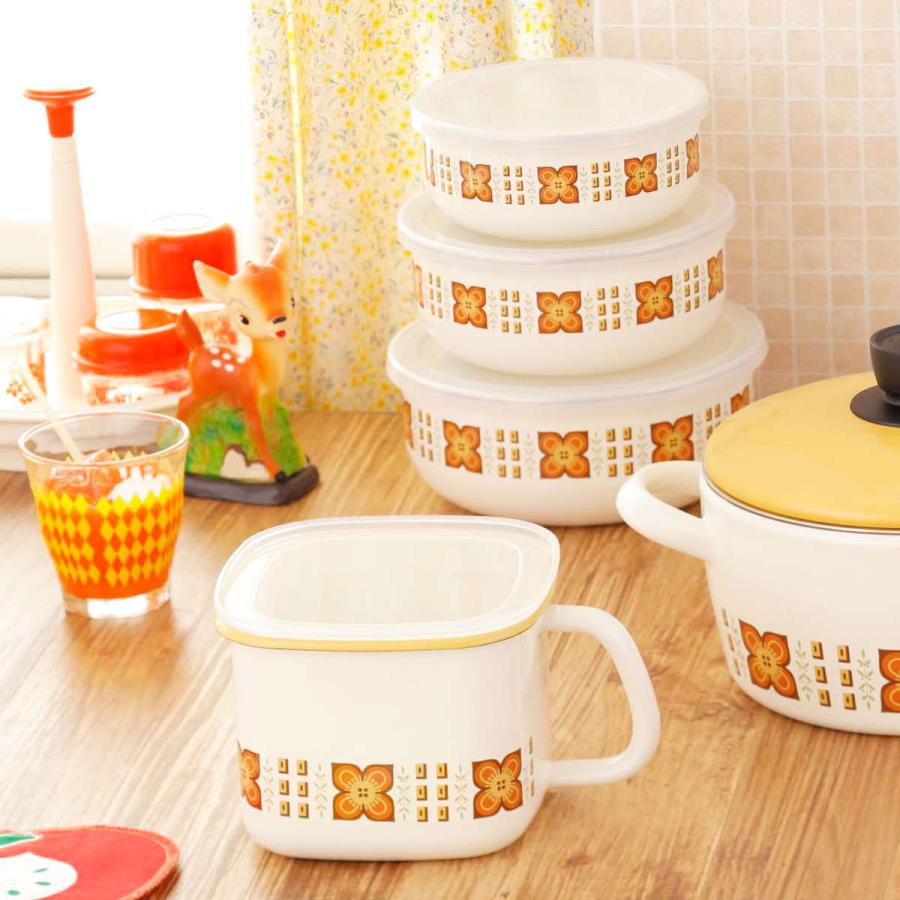 富士ホーロー 保存容器 1.5L メモリーズ 角型みそポット ゴールド