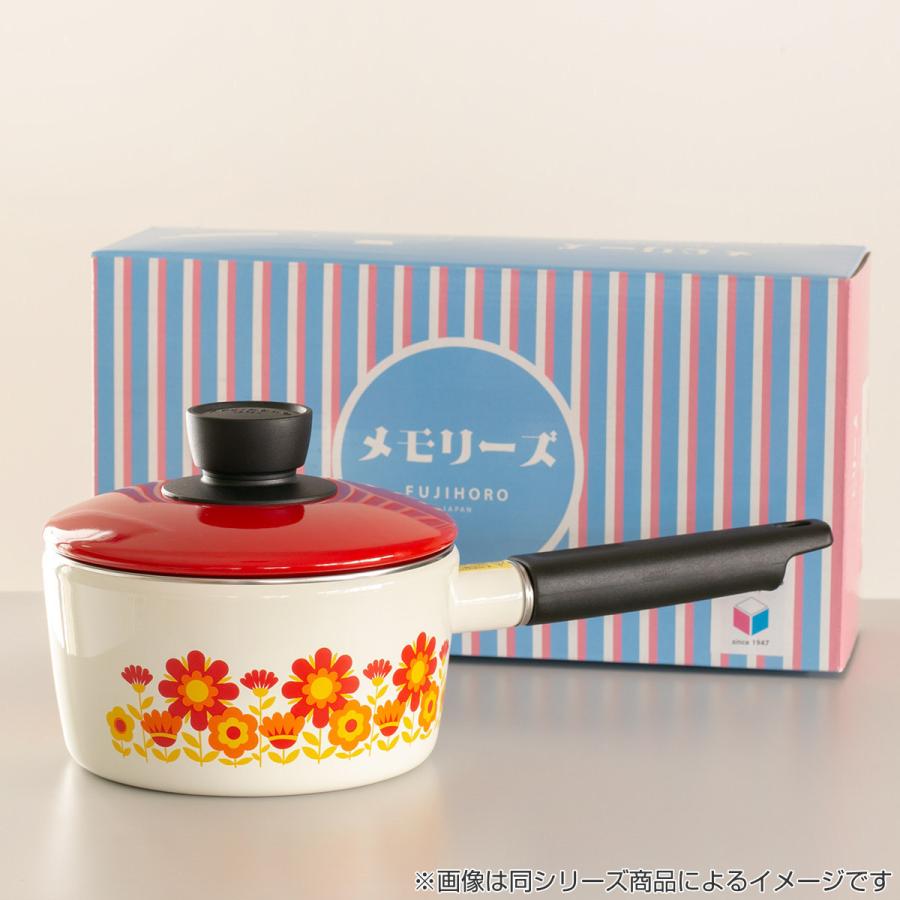 富士ホーロー ソースパン 16cm IH対応 メモリーズ ブルーフラワー 片手