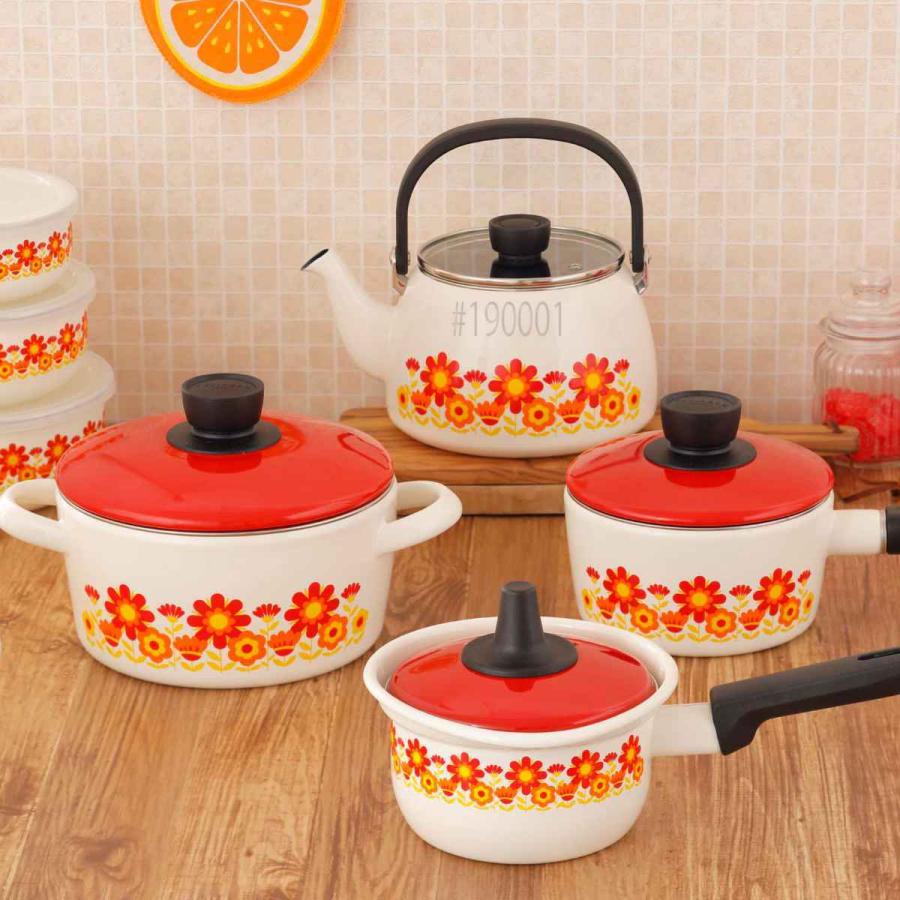 富士ホーロー ミルクパン 14cm IH対応 メモリーズ サンフラワー 片手鍋