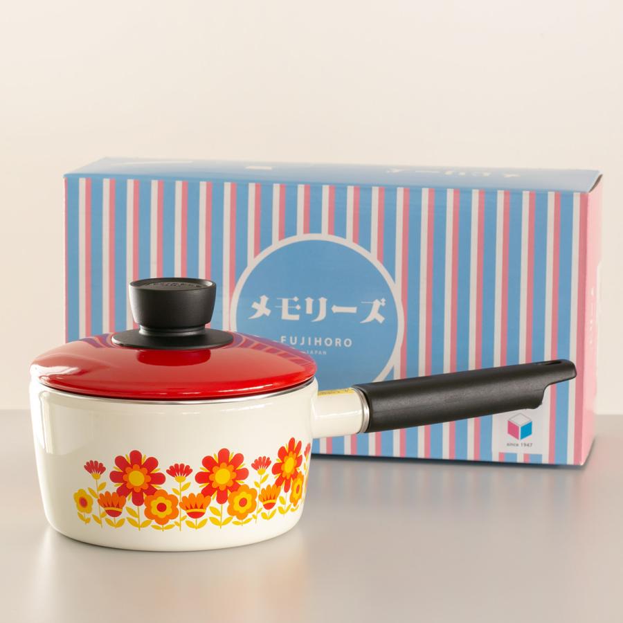 富士ホーロー ソースパン 16cm IH対応 メモリーズ サンフラワー 片手鍋