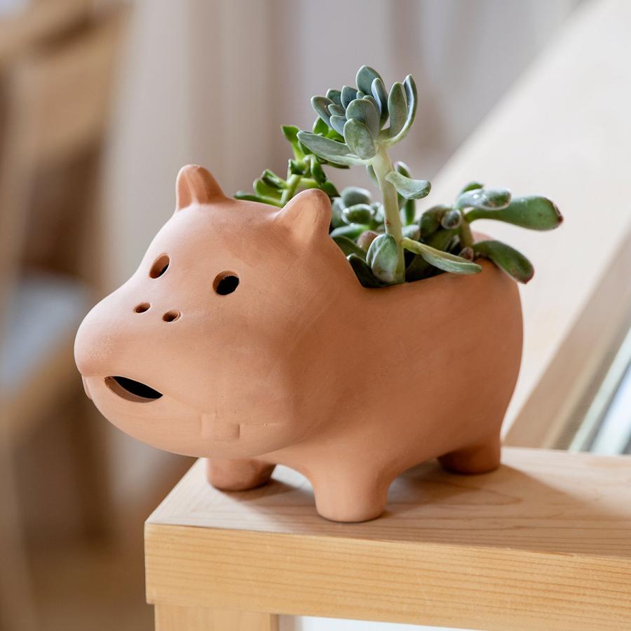 プランター アニマルテラコッタポット カバ 3号 （ 植木鉢 プラント