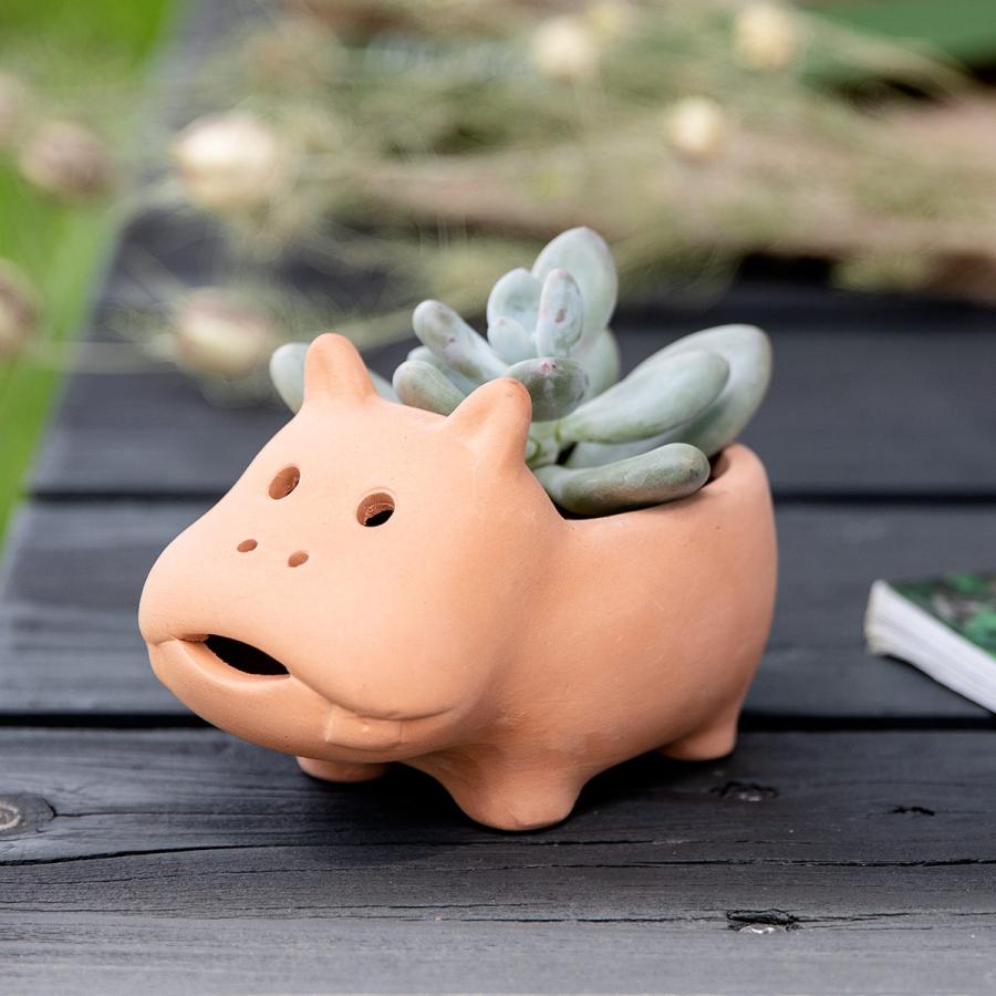 プランター アニマルテラコッタポット カバ 2号 （ 植木鉢 プラント