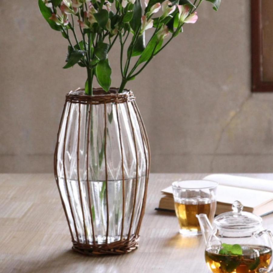 花瓶 Fontaine かご編み ガラスフラワーベース ロング 花びん 花器 フラワーベース ガラス 硝子 大きいサイズ リビングート ヤフー店 通販 Yahoo ショッピング